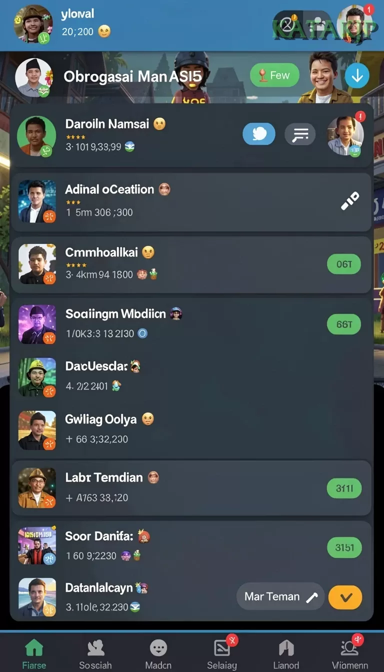 Cuplikan layar menu unduhan katakjp untuk perangkat Android